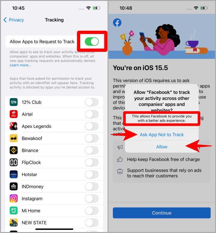 iOS でアプリの追跡要求を許可するをオン/オフにする方法