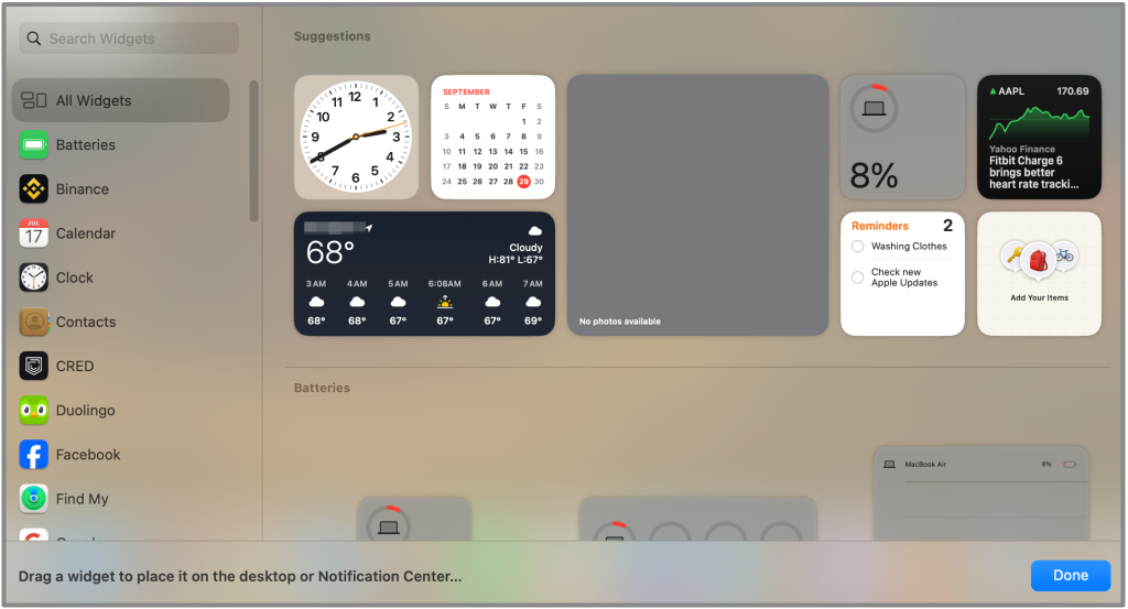 macOS Sonoma でウィジェットを追加およびカスタマイズする方法