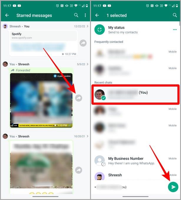 WhatsApp Web およびモバイル上のスター付きメッセージはどこにありますか