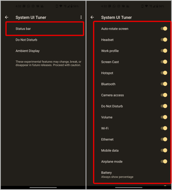 Androidのステータスバーアイコンを非表示にする方法