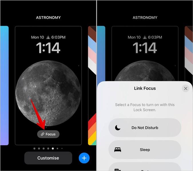 iPhone（iOS 16）のロック画面でフォーカスモードを使用する方法