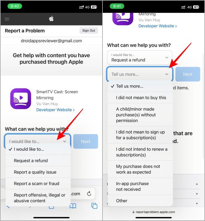 App Store および iTunes での購入の払い戻しを受ける方法
