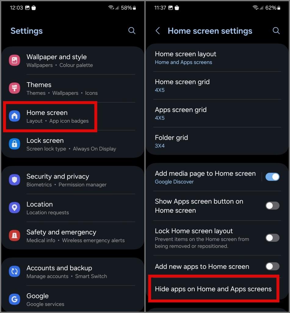 Samsung Galaxy 携帯電話で隠れたアプリを見つける方法
