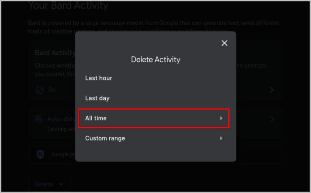 Google Bard の会話を削除する方法
