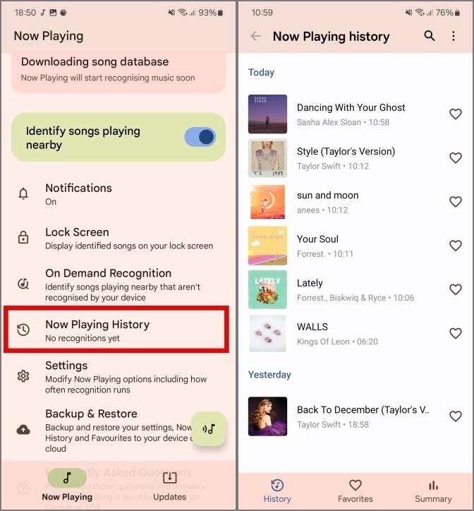 Samsung Galaxy スマートフォンで Now Playing を使用する方法