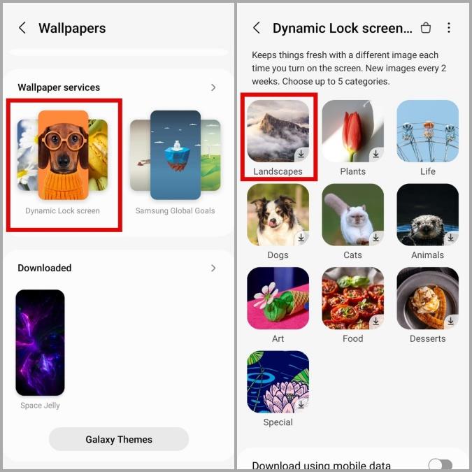 Samsung Galaxy 携帯電話の壁紙を自動的に変更する方法