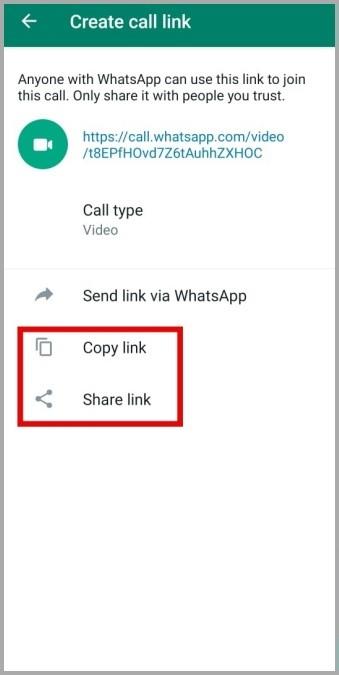 WhatsApp で通話リンクを作成して共有する方法
