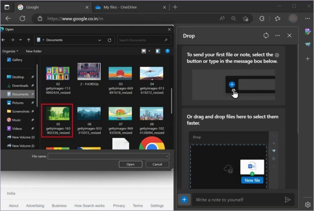 Edge ブラウザのドロップ機能を使用してファイルを共有する方法
