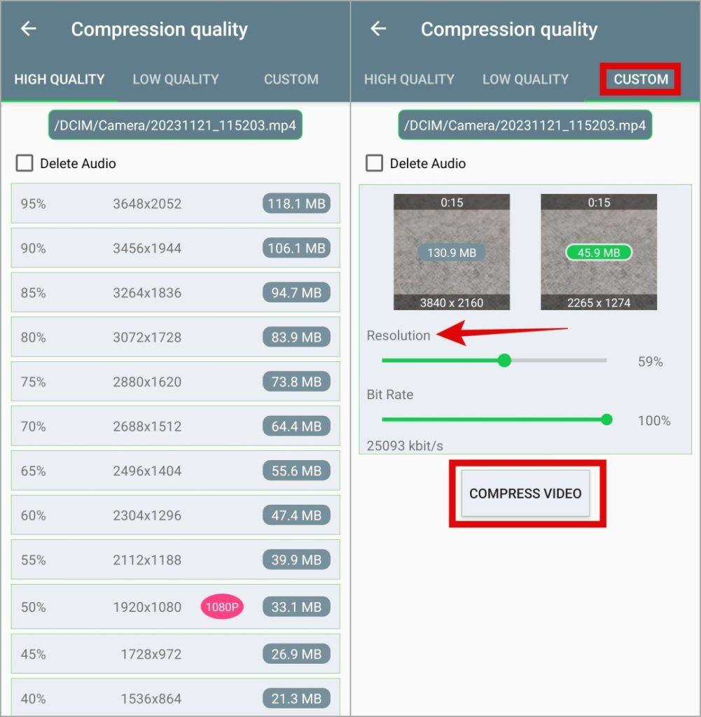 Samsung Galaxy スマートフォンでビデオ ファイルを圧縮する方法