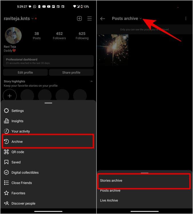 Instagramの投稿とストーリーを非表示/アーカイブする方法