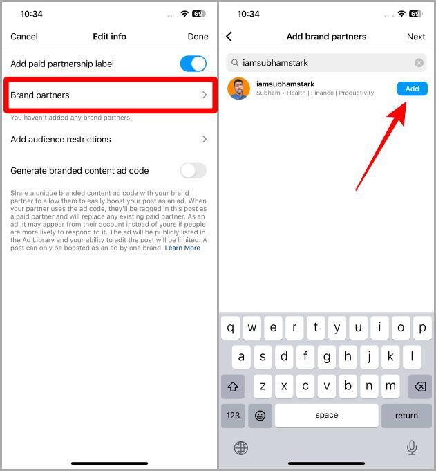 Instagramの投稿、リール、ストーリーに有料パートナーシップラベルを追加する方法