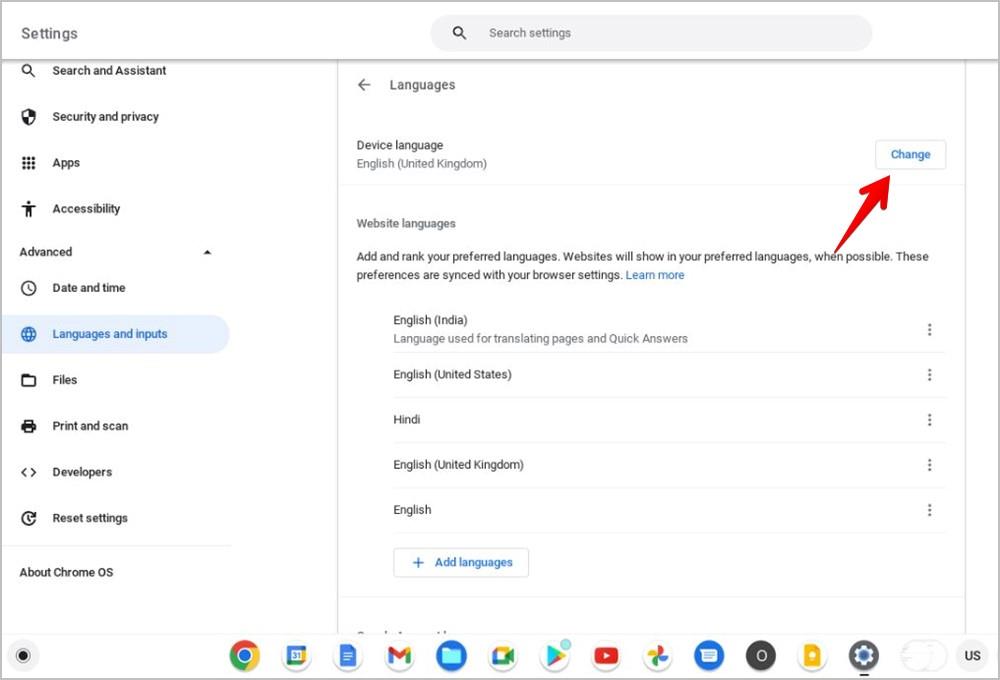 Chromebook システムとキーボード言語を変更する方法
