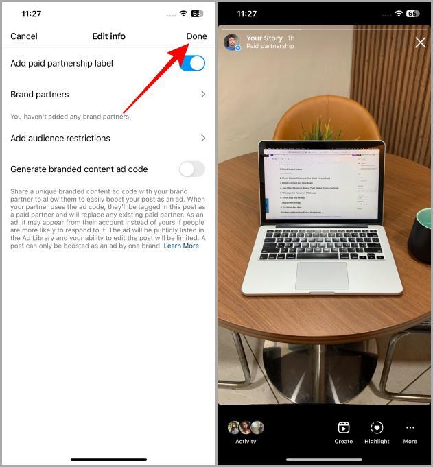 Instagramの投稿、リール、ストーリーに有料パートナーシップラベルを追加する方法