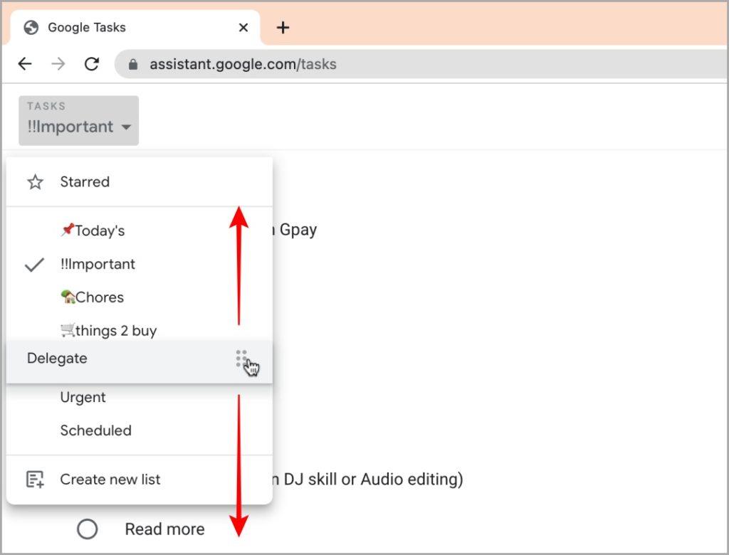 Googleタスクでリストの順序を変更する方法