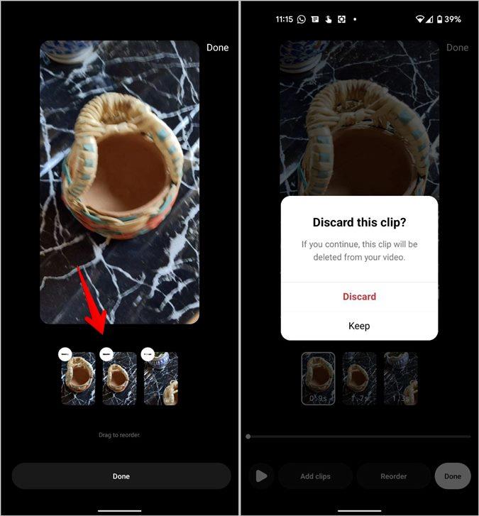 Instagram リールでクリップを編集する方法