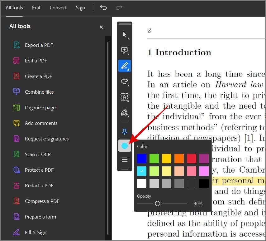 デスクトップまたはモバイルで PDF 内のテキストを強調表示する方法
