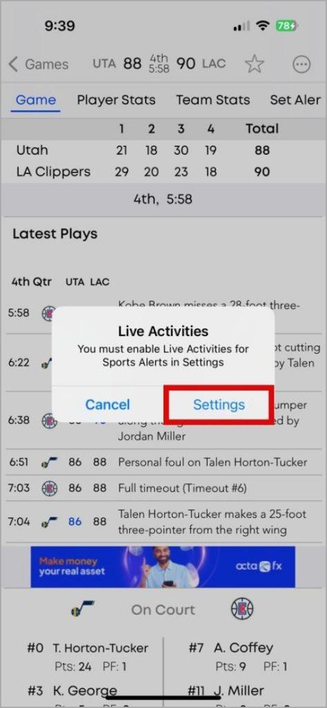 Android または iPhone にライブ スポーツ スコアを固定する方法