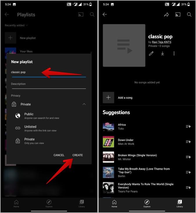YouTube Music でプレイリストを作成して保存する 4 つの方法