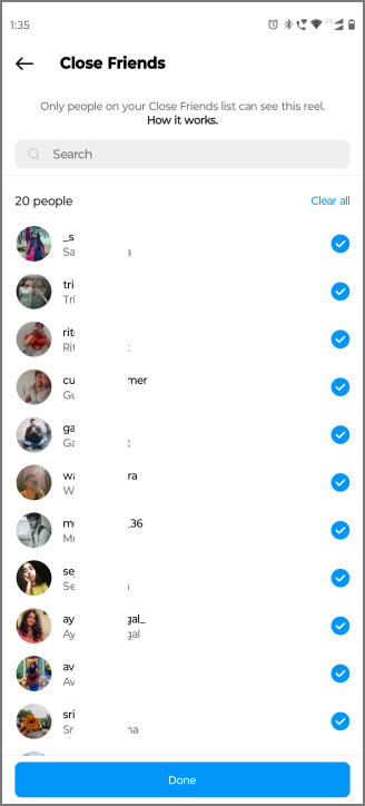 Instagram で投稿やリールを親しい友達と共有する方法