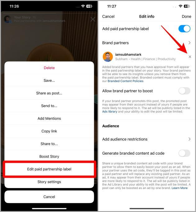 Instagramの投稿、リール、ストーリーに有料パートナーシップラベルを追加する方法