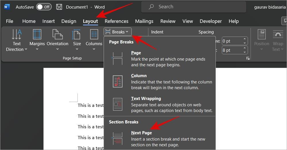 Microsoft Wordにページとページ番号を追加する方法