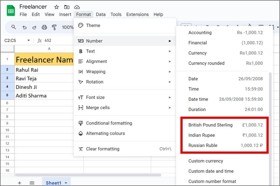 Excel または Google スプレッドシートに通貨を追加する 6 つの方法