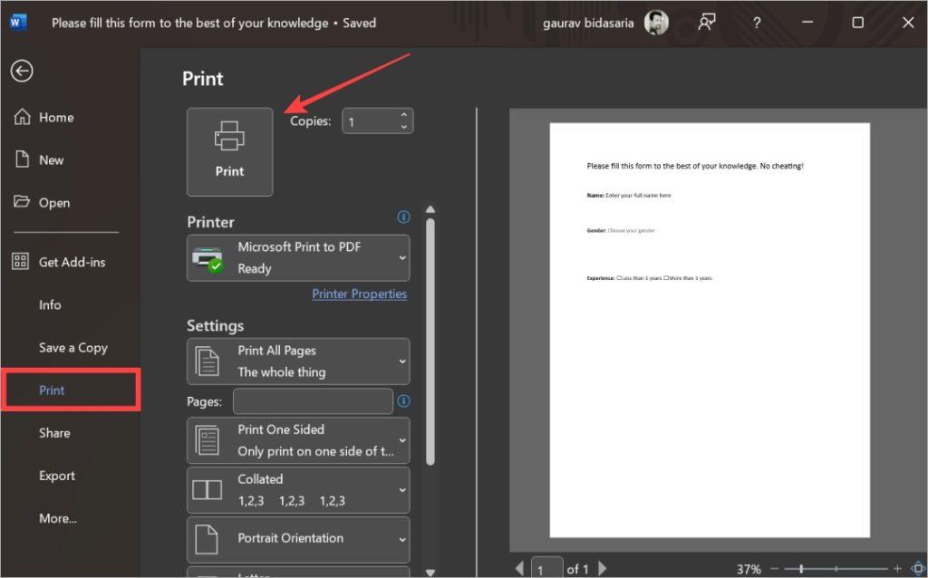 Microsoft Wordで入力可能なフォームを作成する方法