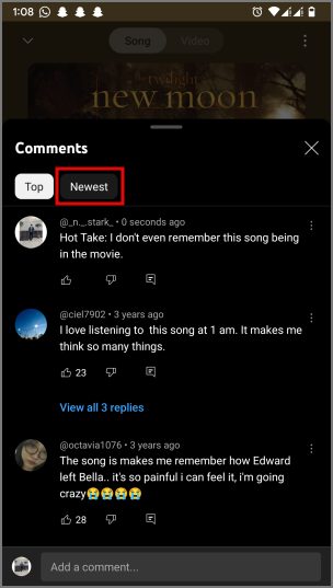モバイルで YouTube Music の曲や動画にコメントする方法