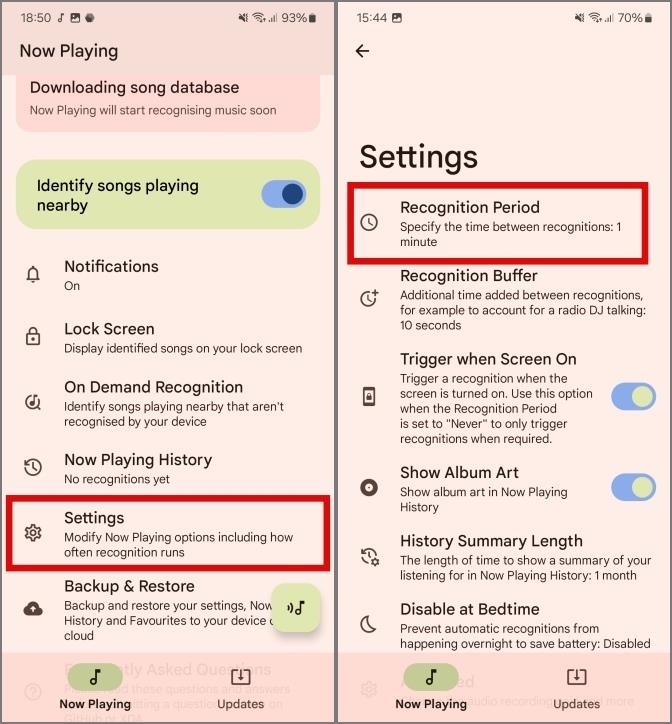 Samsung Galaxy スマートフォンで Now Playing を使用する方法