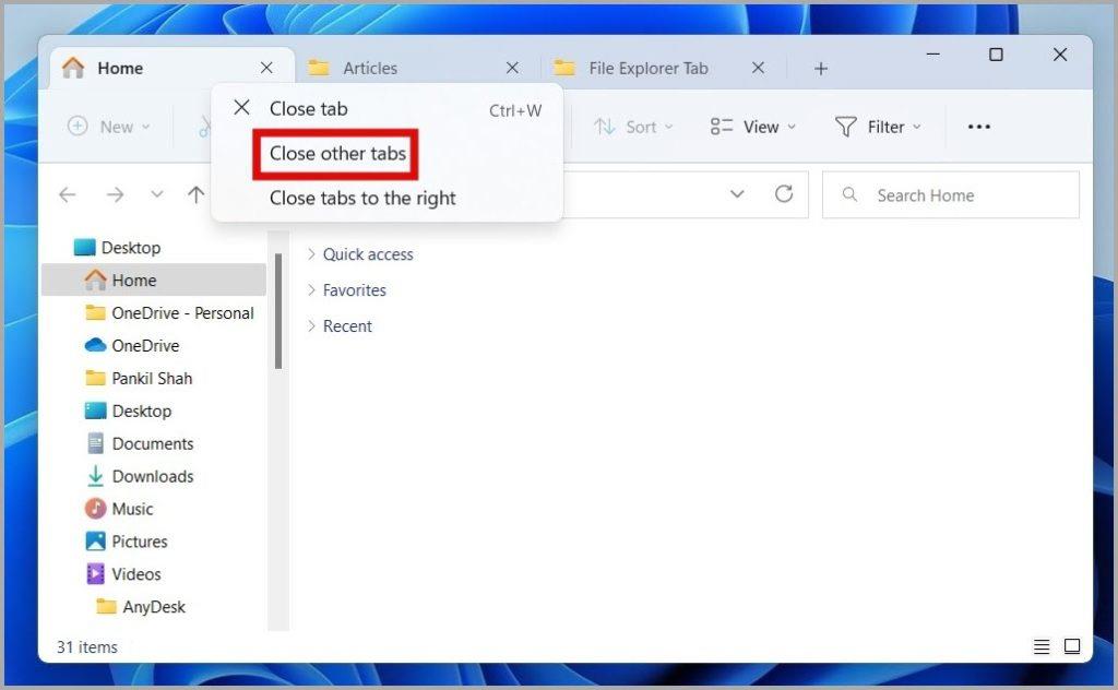 Windows 11 でファイル エクスプローラーのタブを使用する方法