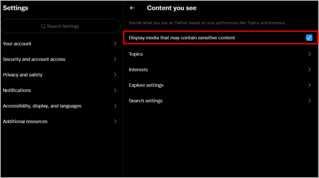 Twitter で機密コンテンツを表示、投稿、フィルターする方法