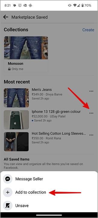Facebook マーケットプレイスで保存したアイテムを確認する方法