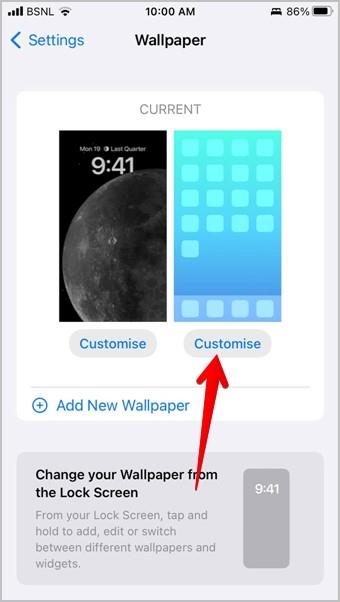 iOS 16のロック画面とホーム画面に異なる壁紙を設定する方法