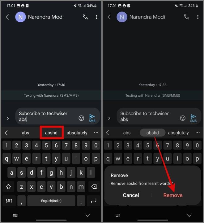 Androidキーボードから学習した単語を削除する方法