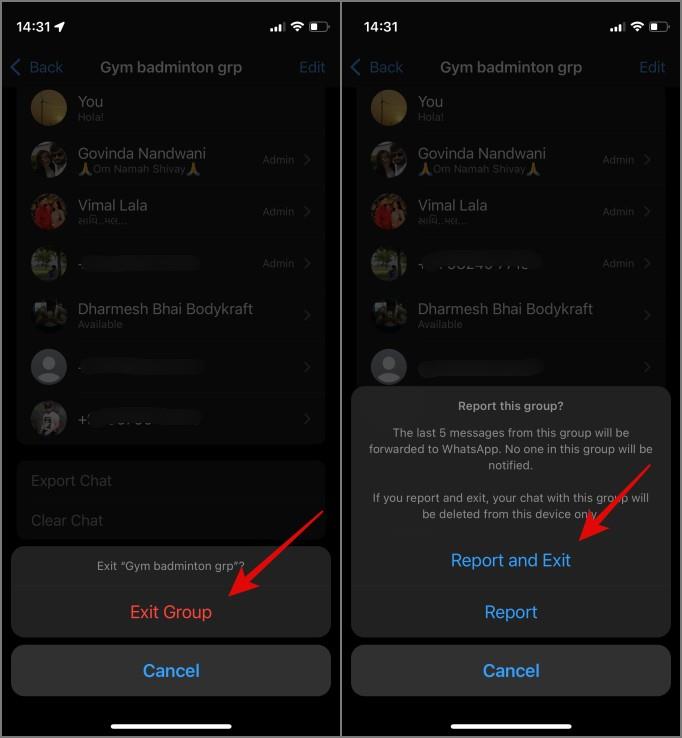 Whatsapp グループを報告して終了するとどうなるか