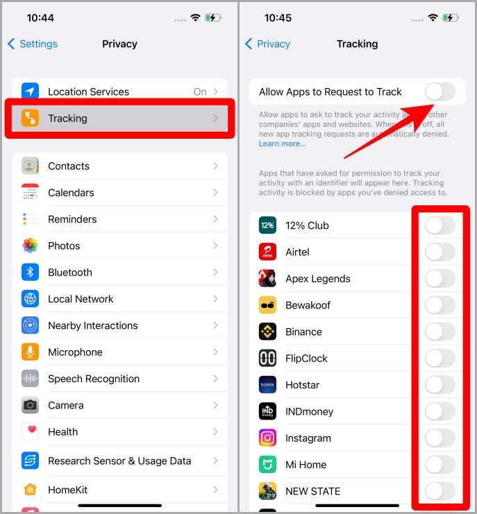 iOS でアプリの追跡要求を許可するをオン/オフにする方法