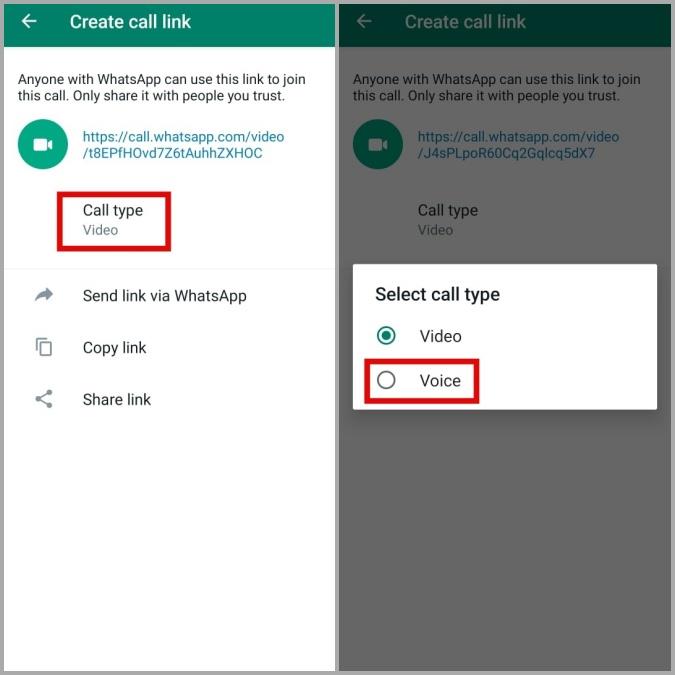 WhatsApp で通話リンクを作成して共有する方法