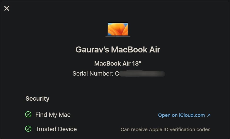 MacBook のモデルとシリアル番号を確認する 4 つの方法