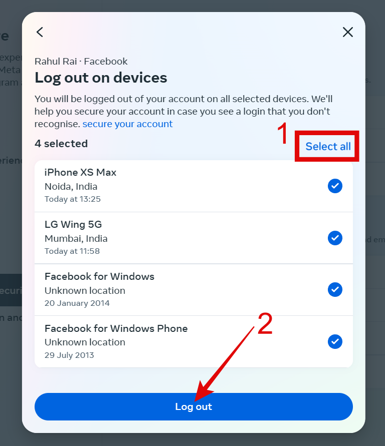 すべてのデバイスで Facebook からログアウトする方法