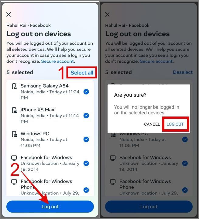 すべてのデバイスで Facebook からログアウトする方法