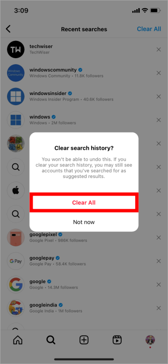 Instagramの検索履歴をクリアする5つの方法