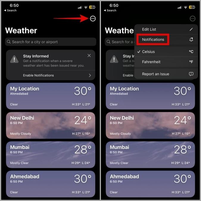 Android と iPhone で天気予報を無効にする方法
