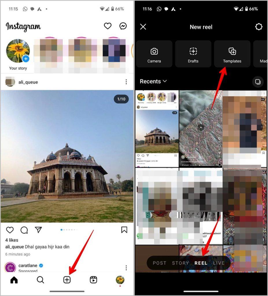 Instagram リール テンプレートの入手先