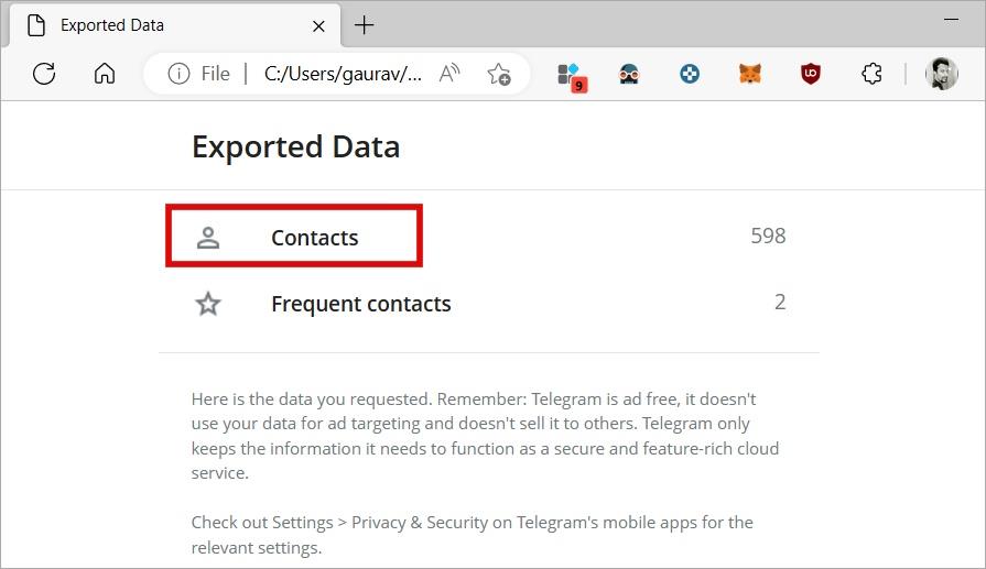 Telegram の連絡先をエクスポートして同期する方法