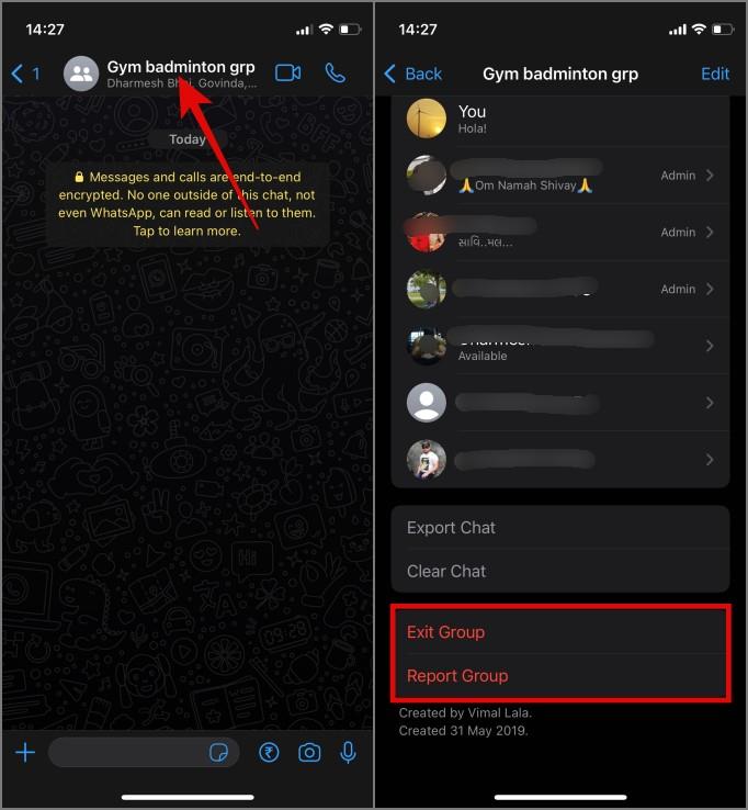 Whatsapp グループを報告して終了するとどうなるか