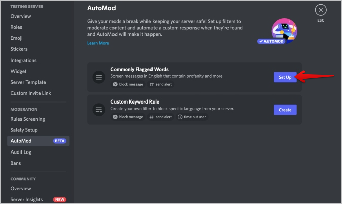 Discord でコンテンツモデレーションを設定して単語をブロックする方法