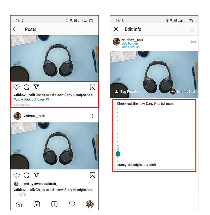 Instagramの投稿とストーリーからハッシュタグを非表示にする方法
