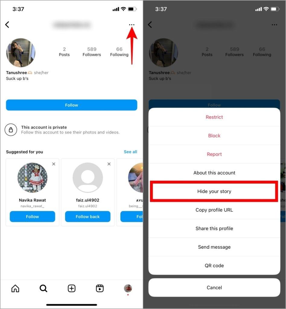 Instagramで誰かのストーリーを非表示にする方法
