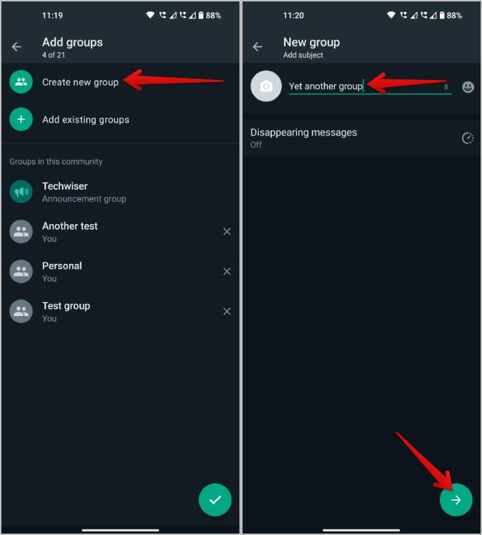 WhatsApp コミュニティにグループを追加または削除する方法