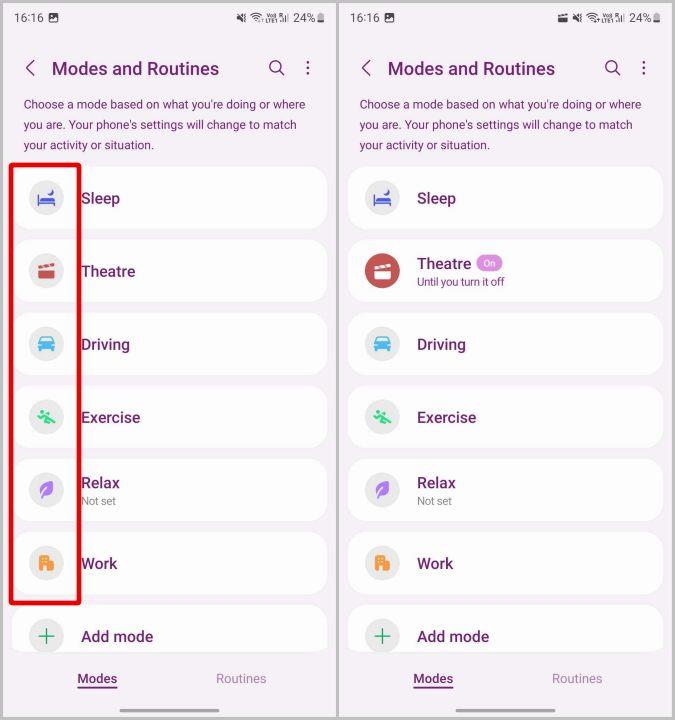 Samsung Galaxy 電話でモードを作成および管理する方法
